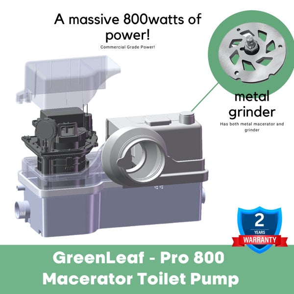 Macerator Pump Sewage / Waste Toilet Pump - GreenLeaf Pro800 - 24MONTH WARRANTY Carousel 2