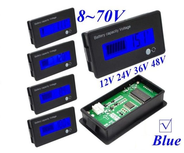 Voltmeter Lead Acid-LiPo battery capacity 12-24-36-48V Various Colours Carousel 1