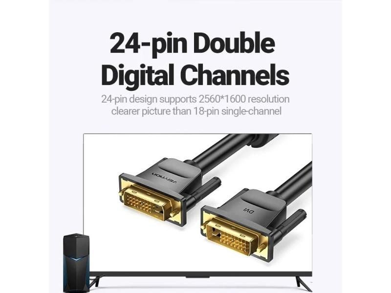 Vention DVI Cable Male To Male 1080P 2K Dual Link 1m/5m For Laptop PC Monitor Carousel 1