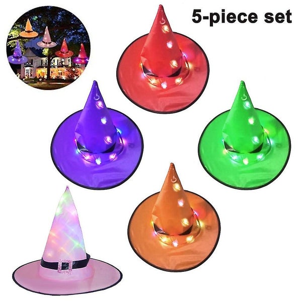 Battery Operated Glowing Witch Hat - Halloween Outdoor Hanging Decorations Light Carousel 1