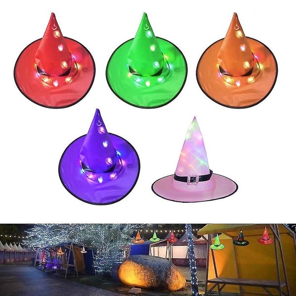 Battery Operated Glowing Witch Hat - Halloween Outdoor Hanging Decorations Light Carousel 2