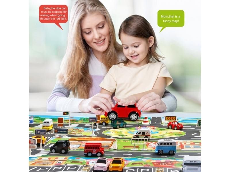 130*100cm Children Play Mats House Traffic Road Signs Car Model Parking City Carousel 1
