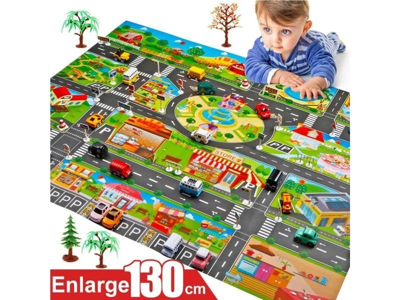 130*100cm Children Play Mats House Traffic Road Signs Car Model Parking City Carousel 2