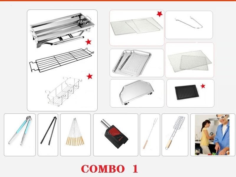 BBQ Stove SET Foldable Stainless Steel Grill Combo 1 Carousel 12