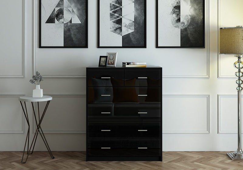Tallboy 6 Chest of Drawers Storage Bedroom Cabinet Black Carousel 2