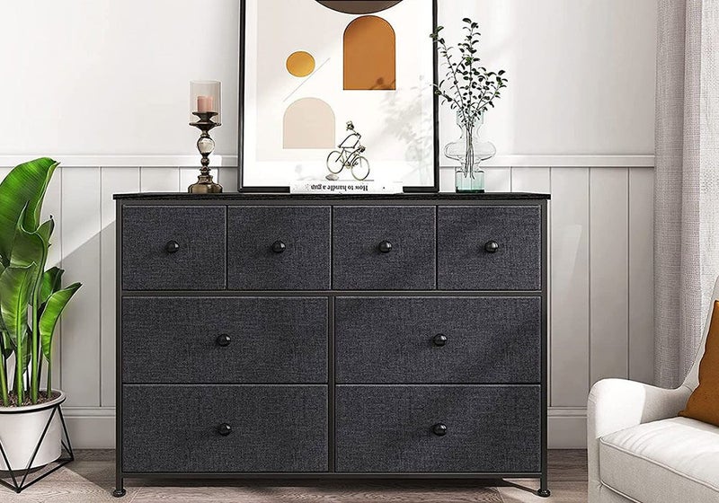 Chest of 8 Drawers Black Bedroom Dresser Storage Organizer Unit Fabric Carousel 2