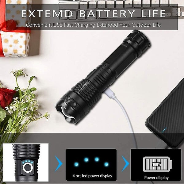 Ultra Powerful 3000 Lumens USB Rechargeable LED Flashlight - Cree XHP50 Flashlig Carousel 4
