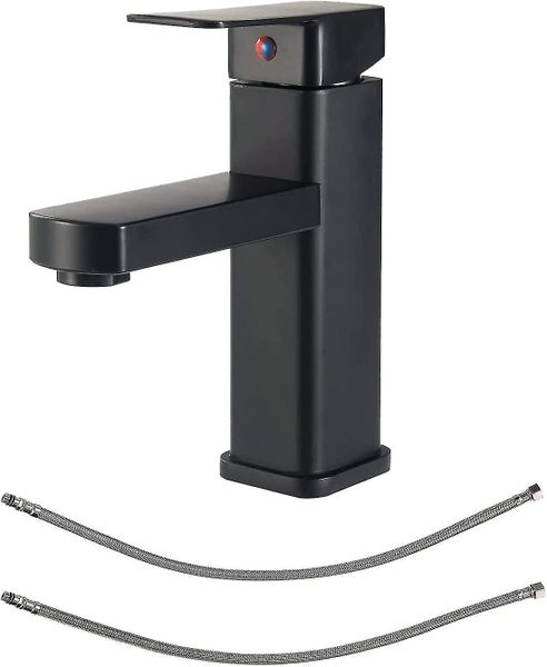 Matte Black Basin Mixer Tap - Single Lever Bathroom Faucet, Modern Design Carousel 1