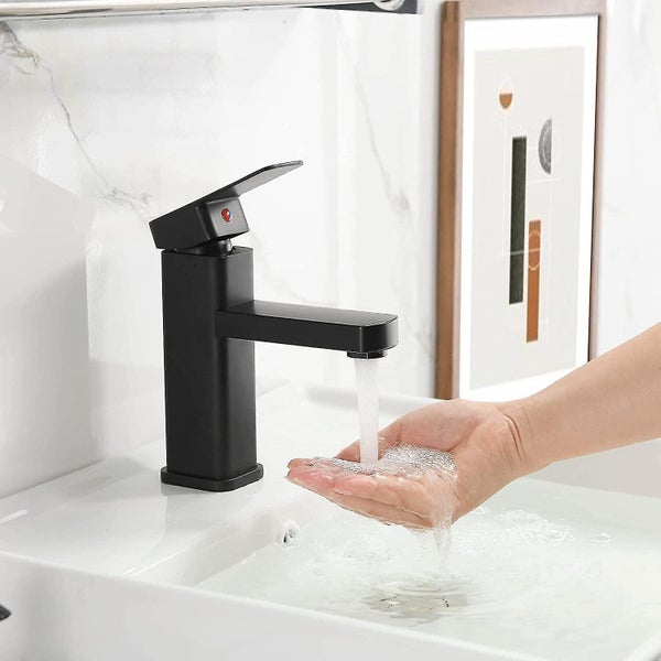 Matte Black Basin Mixer Tap - Single Lever Bathroom Faucet, Modern Design Carousel 5