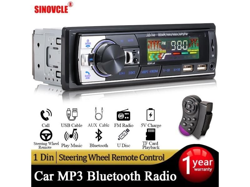 SINOVCLE Car Radio Audio 1din Bluetooth Stereo MP3 Player FM Receiver 60Wx4 Carousel 2