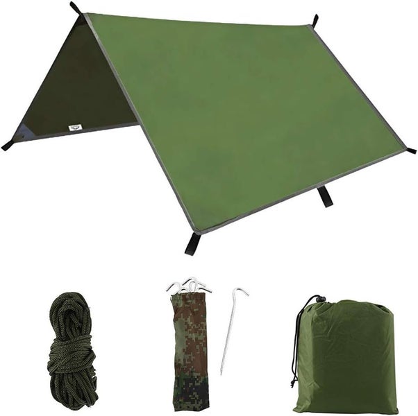 Tent Tarp Camping Tarp Waterproof Picnic Mat 300x300cm Multifunctional Tarp w Carousel 1