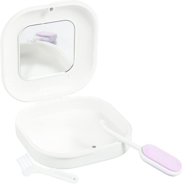 Denture Case Portable Denture Retainer Box Reusable Denture Holder Box with V Carousel 9