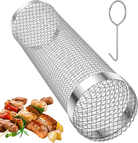 Rotisserie Basket Stainless Steel Grilled Cage Barbecue Rolling Grill Basket Carousel 2