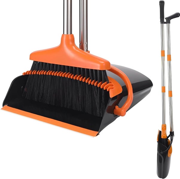 Long Handled Dustpan and Brush Foldable Standing Dustpan and Brush Set Portab Carousel 2