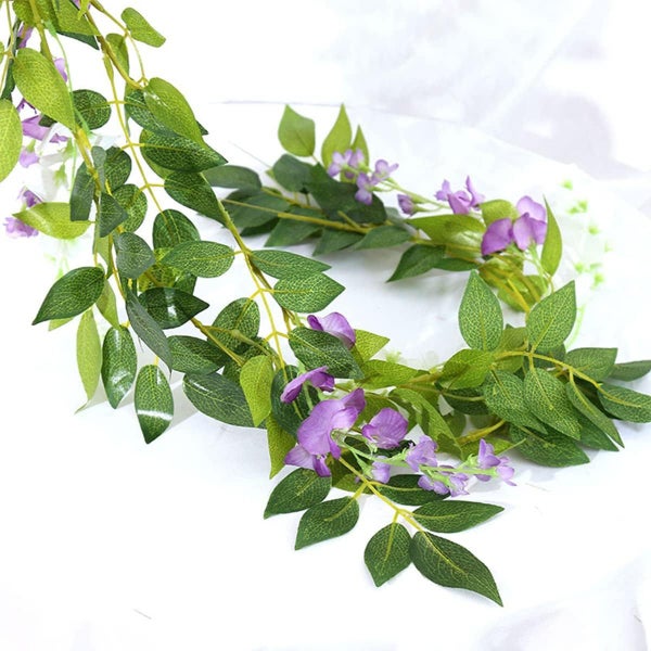 1/4Pcs Artificial Silk Wisteria Vine Rattan Hanging Flower Garland Ivy Plants Carousel 2