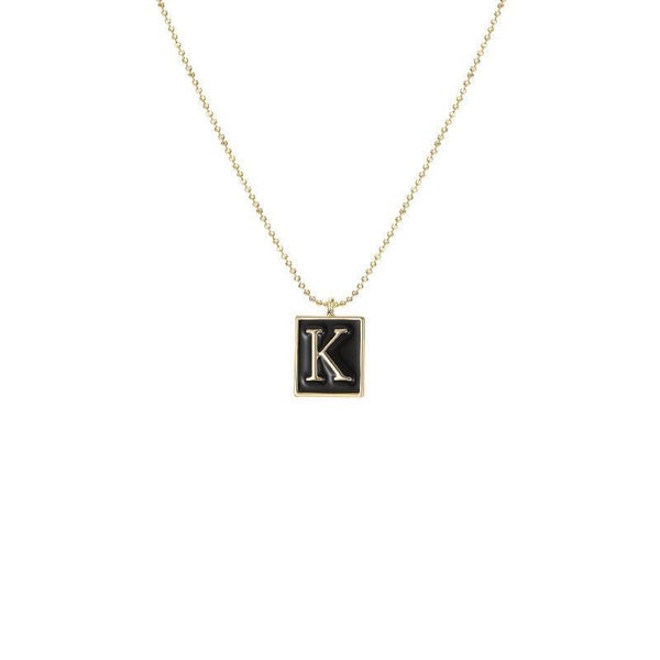 English Letters Oil Drop Pendant Necklace As Gift For Men Women -K Carousel 1