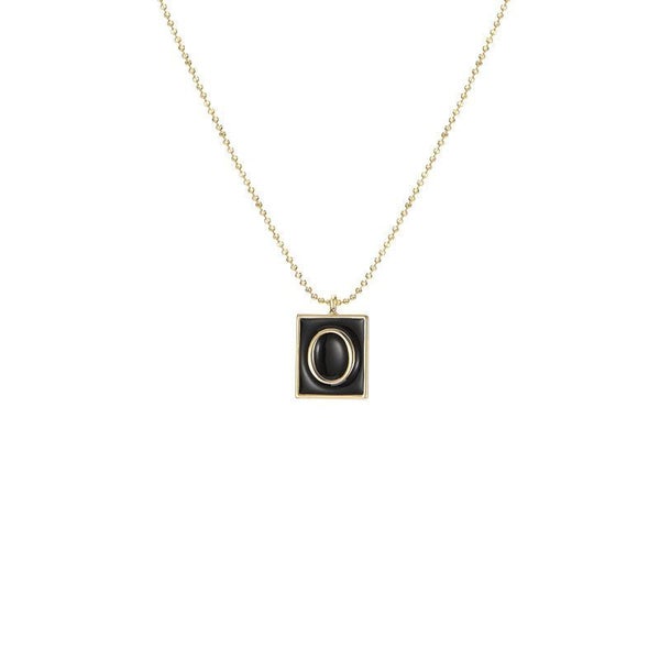 English Letters Oil Drop Pendant Necklace As Gift For Men Women -O Carousel 1