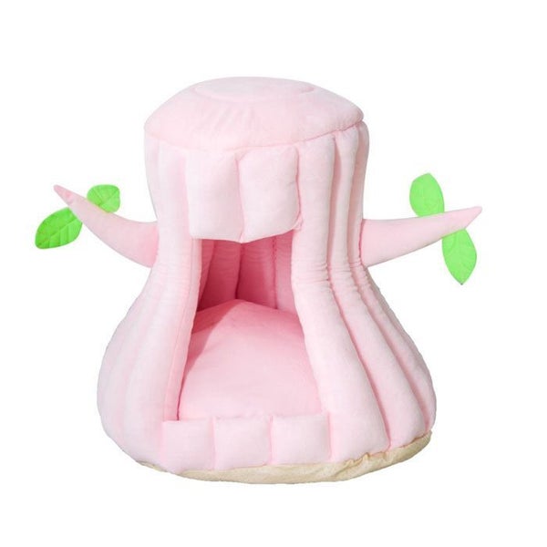 Stump Shape Cozy Pet Bed Warm Sleeping Bed for Cats and Puppy -Pink Carousel 1
