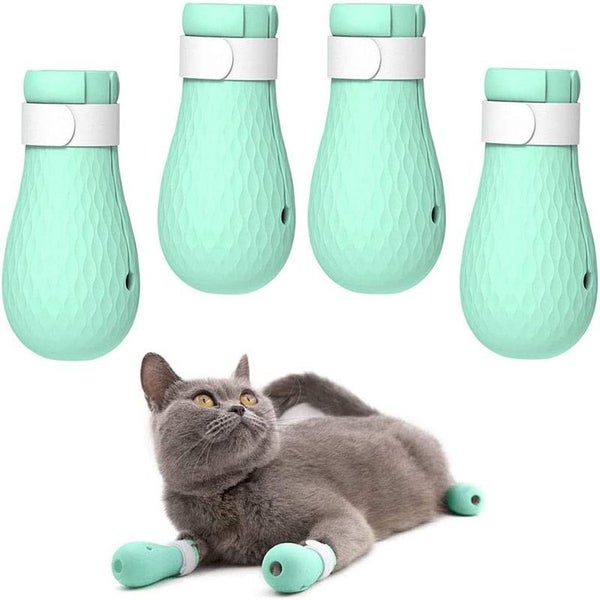 4 PCS Anti-Scratch Cat Foot Shoes Silicone Pet Claws Cover for Home Bathing Carousel 1