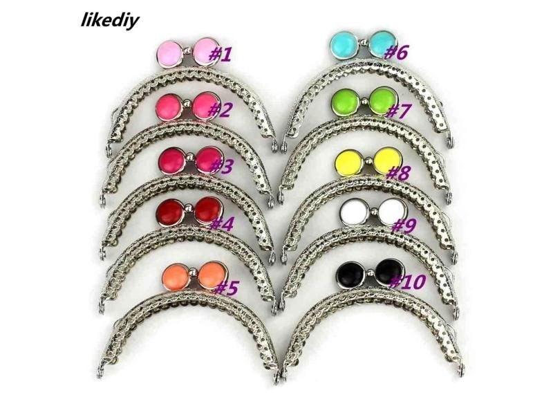 10 Pcs/Lot 8.5 CM Semicircle Silver Tone Lace Flat Bead Metal Purse Frame Kiss Carousel 2