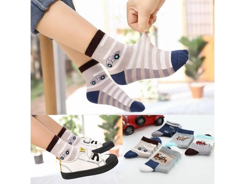 New Spring Summer Children's Mesh Breathable Car Style Cotton Socks 5 Pairs Lot Carousel 2