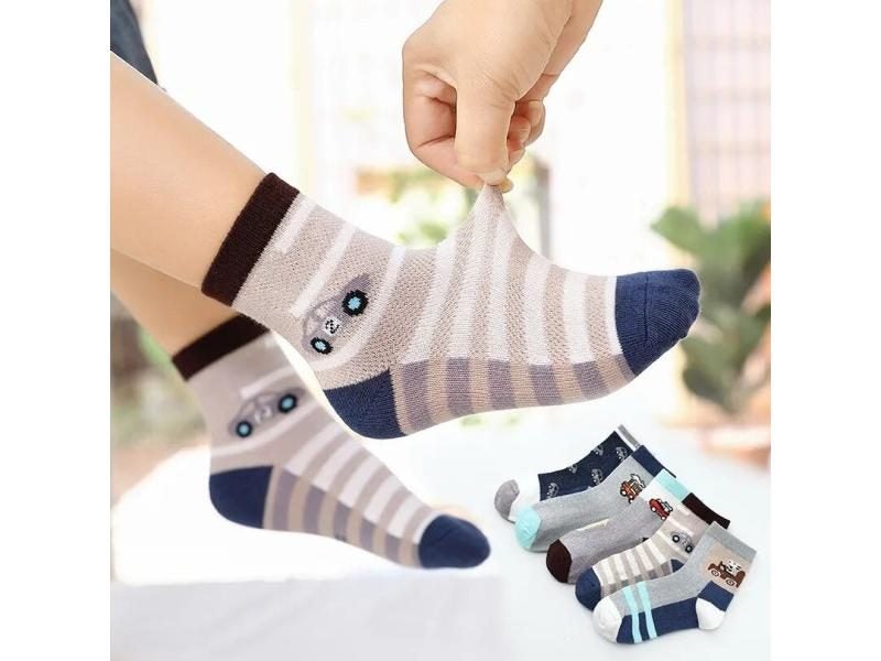 New Spring Summer Children's Mesh Breathable Car Style Cotton Socks 5 Pairs Lot Carousel 1