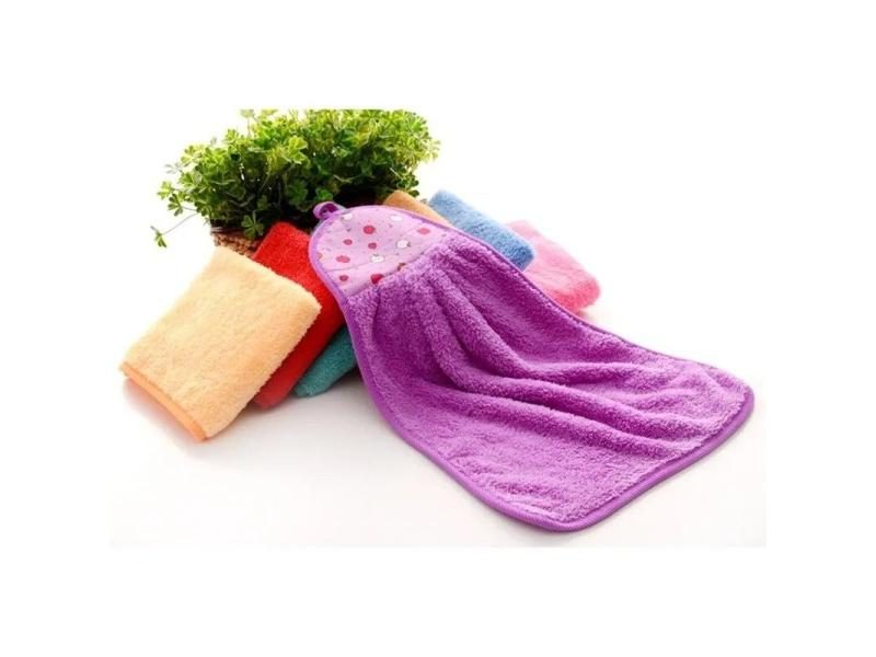 Portable Mini Fruit Print Hand Towel For Kids Solid Color Coral Fleece Towels Carousel 1
