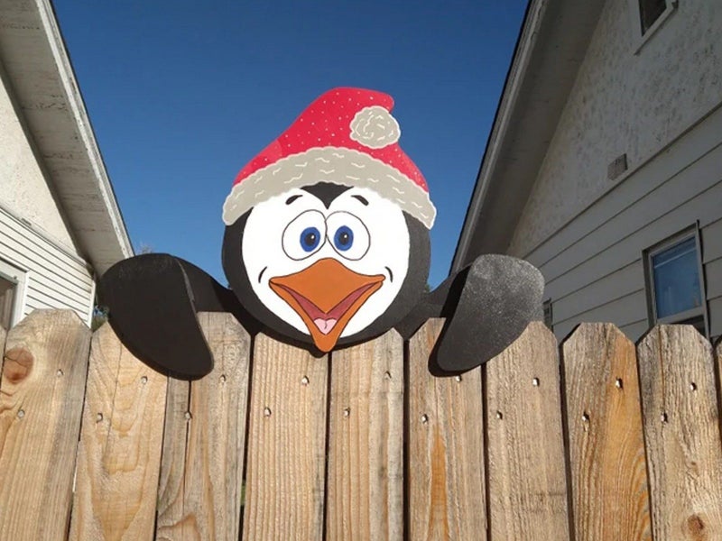 Christmas Fence Peeker Decoration Christmas Theme DIY Outdoor Garden Signs Carousel 1