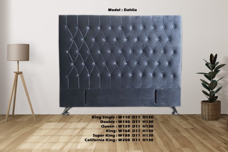 Dahlia Headboard - King Size - Blueish Grey Velvet Carousel 1