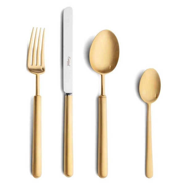 Cutipol Bali Matte Gold Cutlery Set 24pce w / Bonus Wooden Canteen Carousel 1