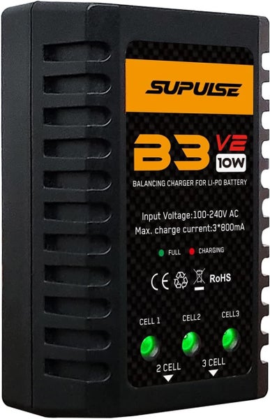 LiPo Battery Charger 2S-3S RC Balance, AC 7.4-11.1V 10W B3AC Pro Compact Charger62958560978434118