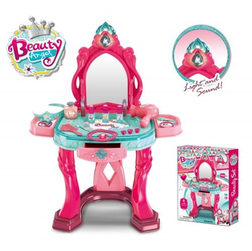 KIDS BEAUTY SET MIRROR MAKE UP DESK TOYS SET Carousel 1