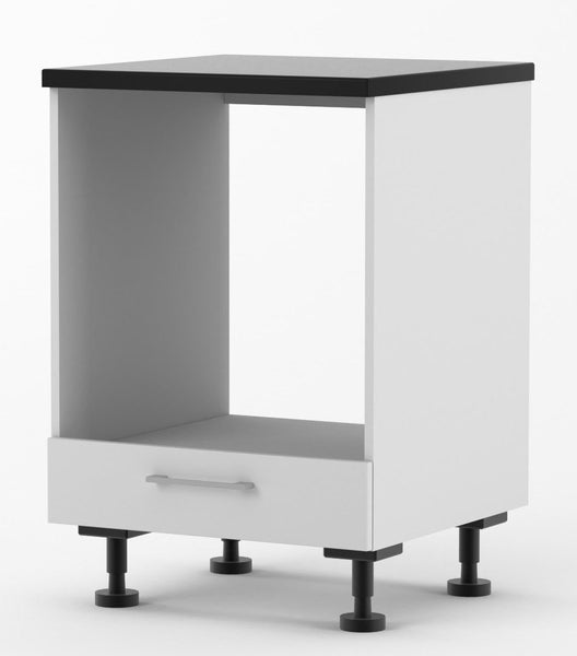 Oven base Cabinet 600mm wide - Melamine White Carousel 1