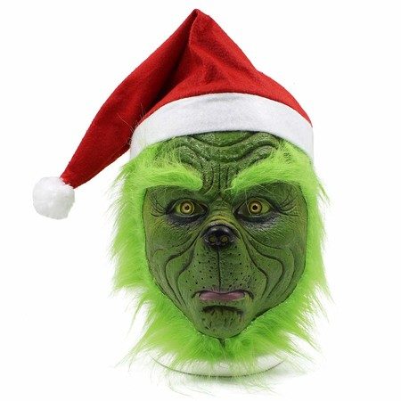 Grinch Cosplay Mask Christmas Halloween Costume Carousel 1