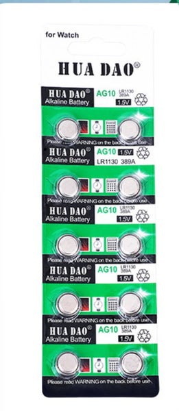 10pcs AG10 / 389A / LR1130 Button Cell Batteries 1.5V Carousel 1