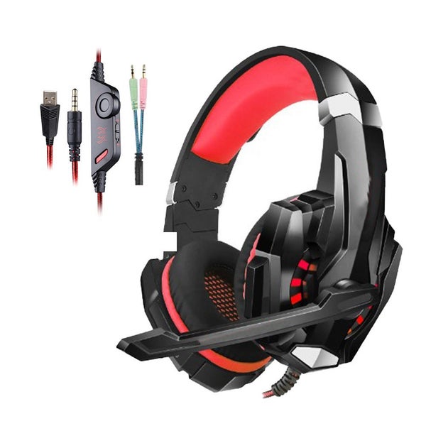 Gaming Headset Wireless Headset 3.5mm Gaming Headset MIC LED Headphones -Red Carousel 1