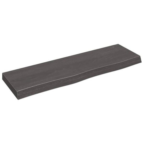 Wall Shelf Dark Grey 100x30x6 Cm Treated Solid Wood Oak Tltnbx Carousel 1