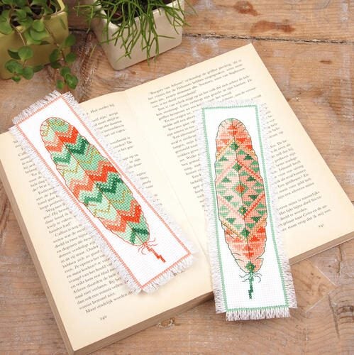 Vervaco Cross Stitch Bookmark Kit - Feathers set of 2 Carousel 5