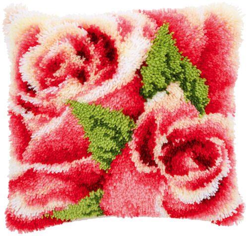 Vervaco Latch Hook Kit - Pink rose and rosebud I Carousel 1