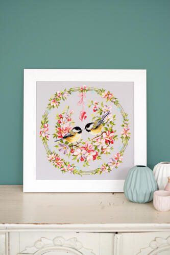 Vervaco Cross Stitch Kit - Tits in flower wreath Carousel 2