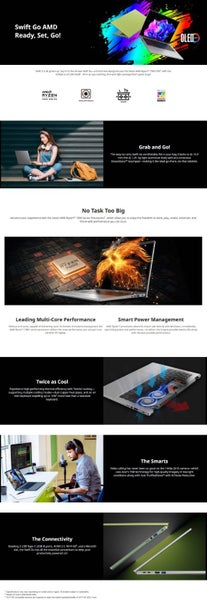 Acer Swift Go 14" FHD 100%sRGB AMD Ryzen 7-7730U 16GB 1TB 1.25Kg 50WhrBtry Win11 Carousel 11