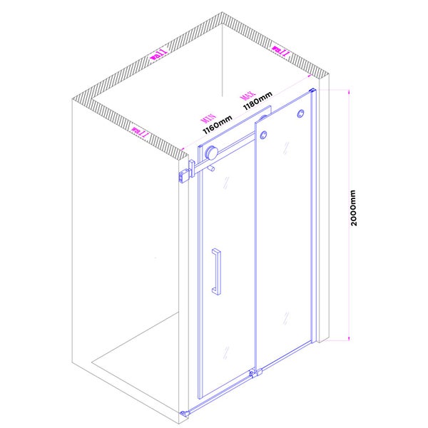 Vogue Sombra Frameless Shower Door 1200mm Black Carousel 2