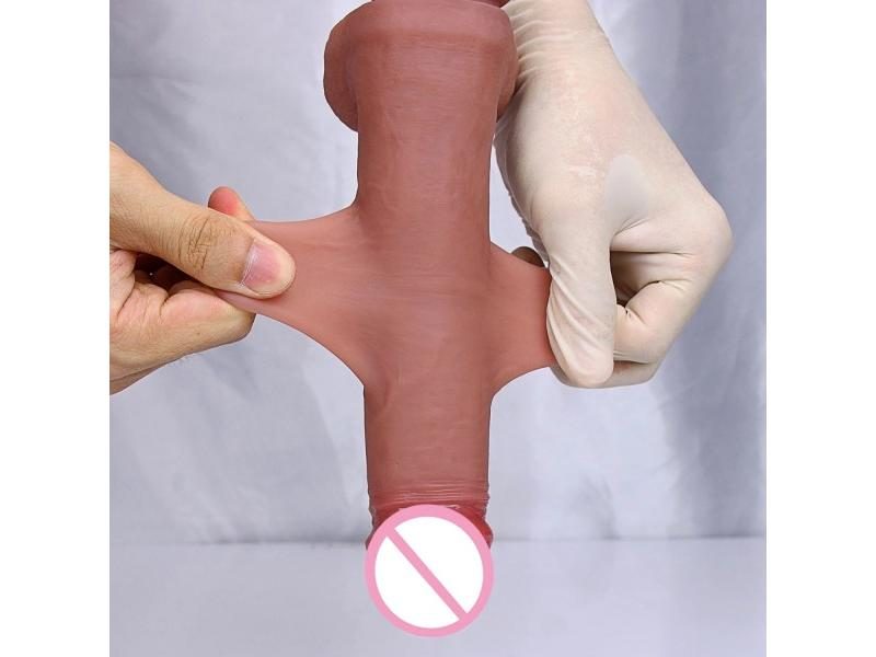 Strong Male Sliding Foreskin Big Dildo Skin Feel Suction Cup Thick Cock Anal Carousel 2