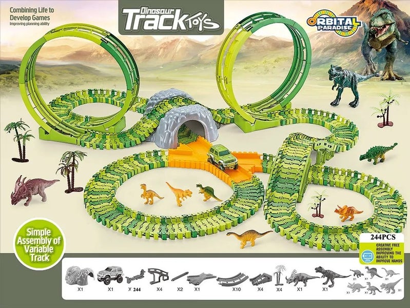 244Pcs Flexible Track Dinosaur World Race Toys Carousel 1