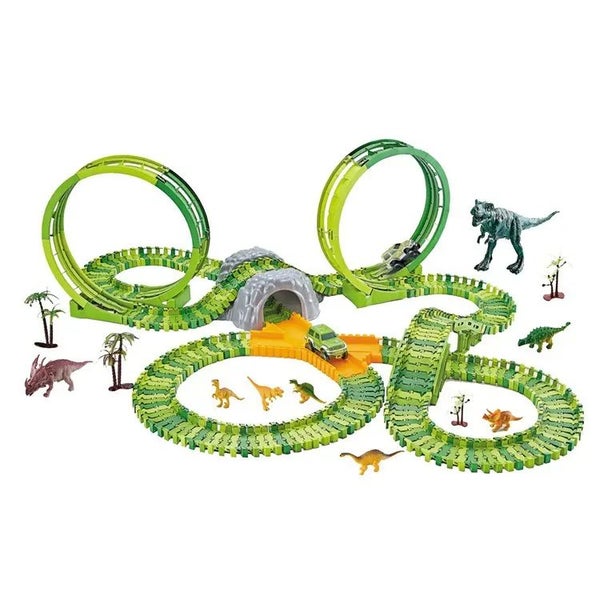 244Pcs Flexible Track Dinosaur World Race Toys Carousel 6