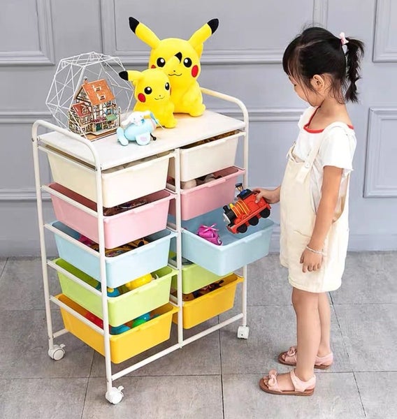 toy storage trolley 2x5 layers with 10 coloured trays Carousel 11