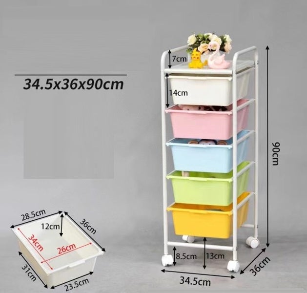 toy storage trolley 5 layers with 5 colour trays Carousel 1