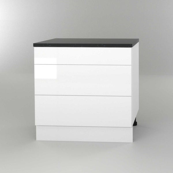 GENEVA SLAB GLOSS WHITE - 3 drawer 900mm Carousel 1