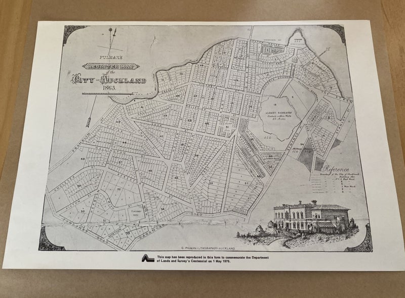VINTAGE MAP: Pulman's Register Map of the City of Auckland 1863 Carousel 2