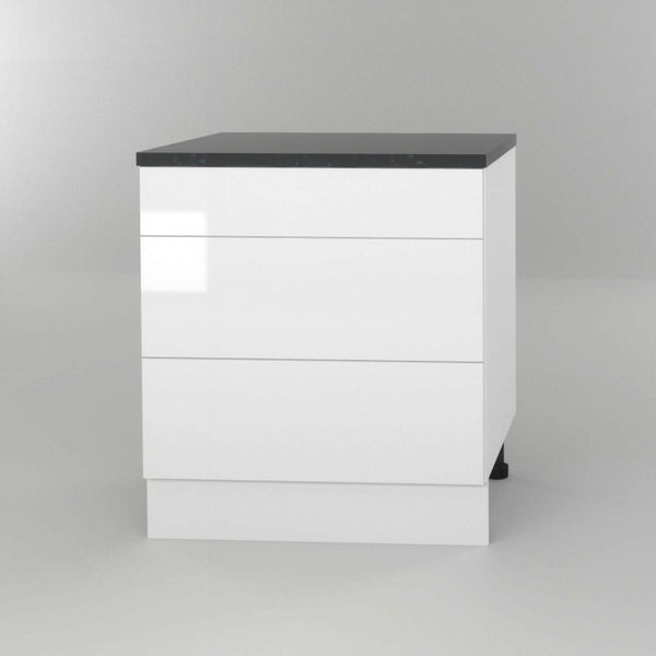 GENEVA SLAB GLOSS WHITE - 3 drawer 800mm Carousel 1